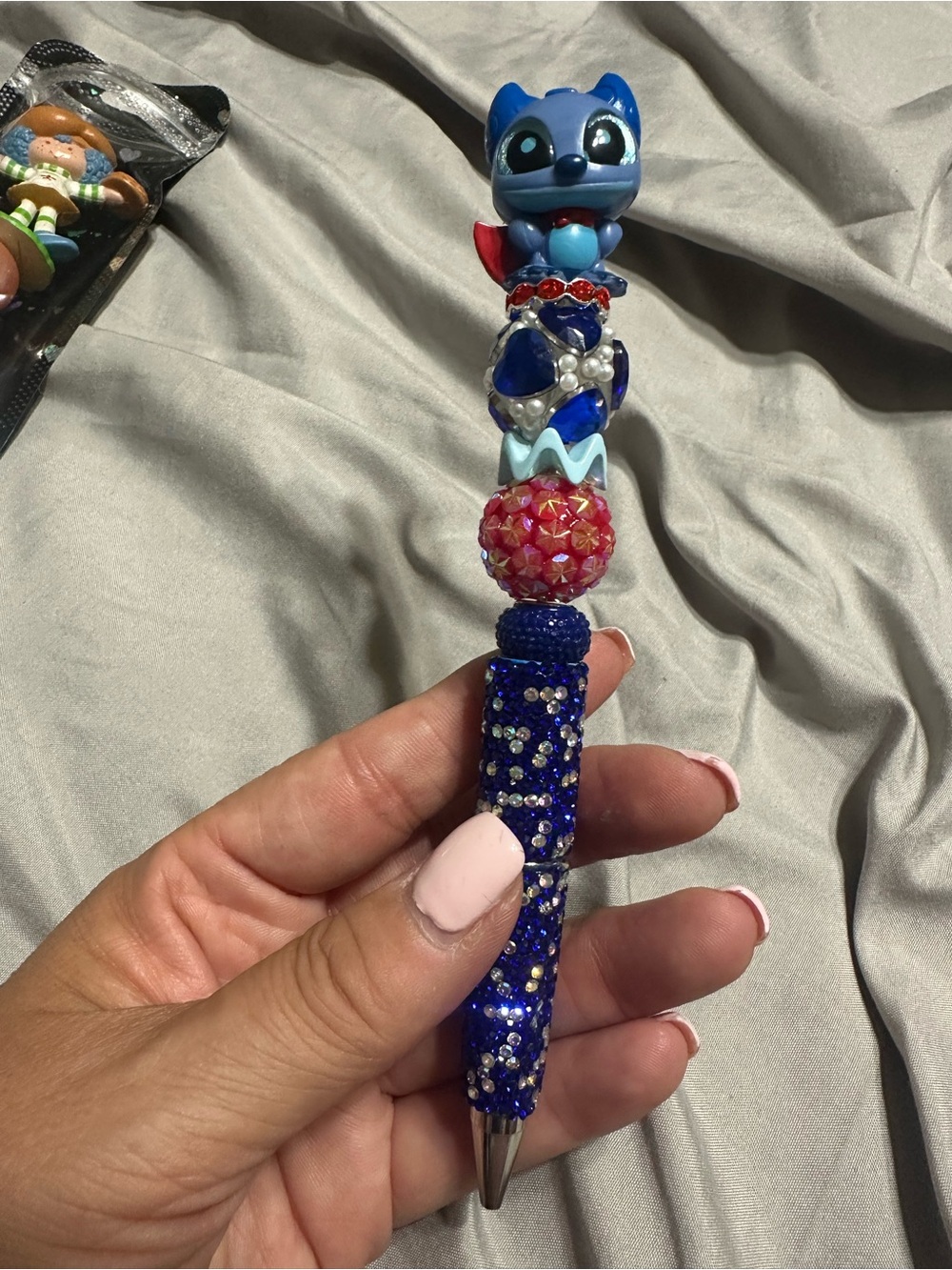 Blue Crystal Beaded Stitch Pen